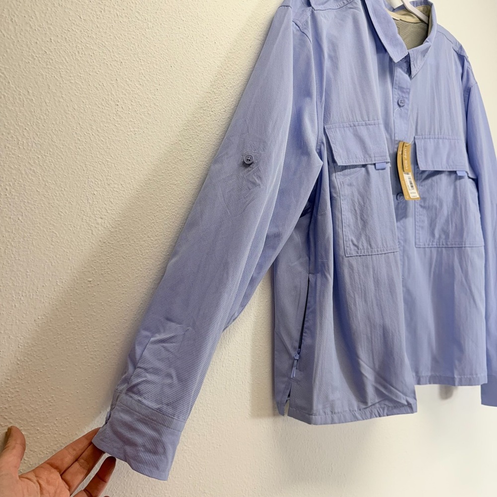 Eddie Bauer Women's Guide 3.0 UPF Roll Tab Long Sleeve Blue Travel Shirt 2X Plus - Picture 3 of 10